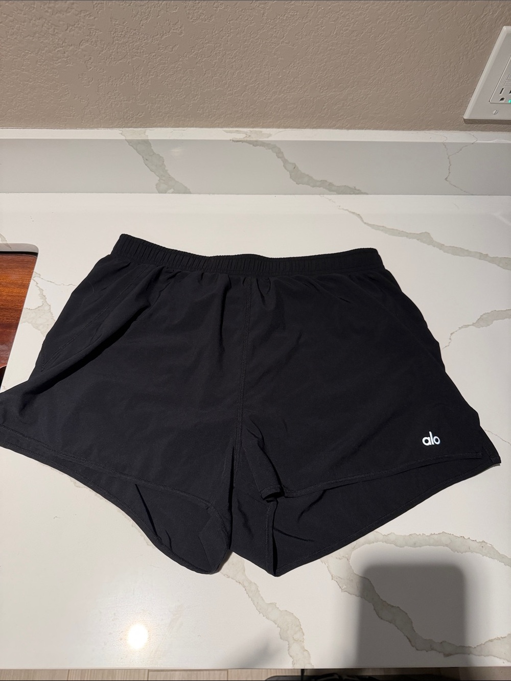 ALO Yoga Black Running Shorts with White Logo